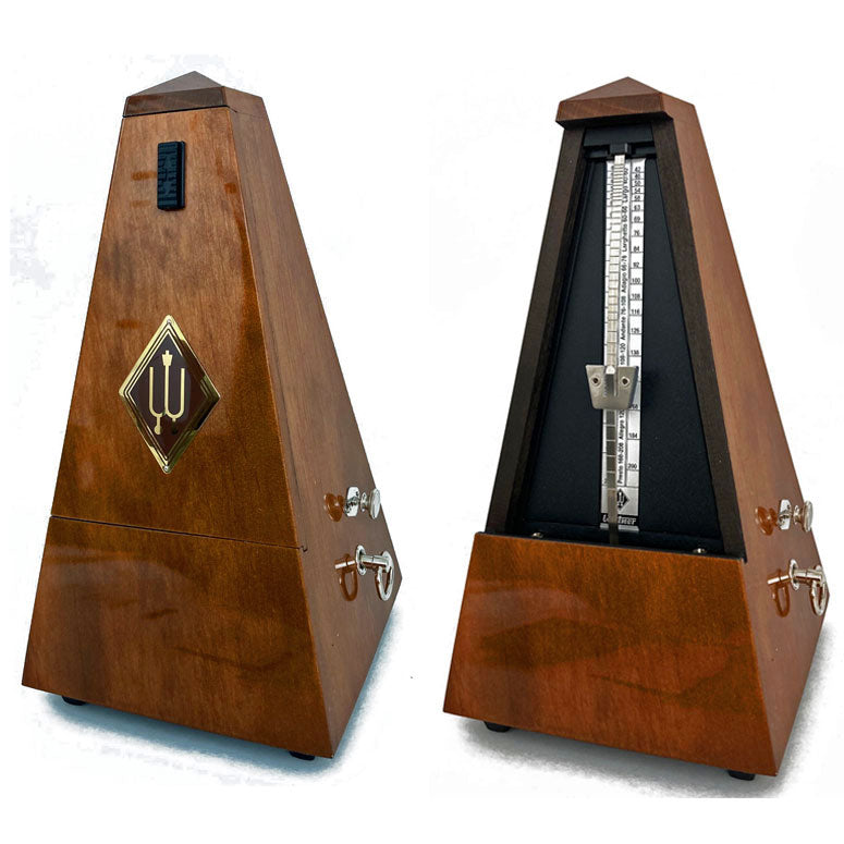 Wittner Maelzel Solid Wood Metronome - Walnut - High Gloss, With Bell -  Model 813