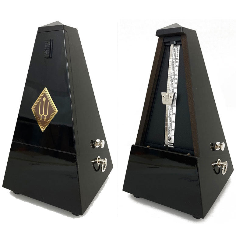 Wittner Maelzel Solid Wood Metronome - Black - High Gloss - With Bell - Model 816