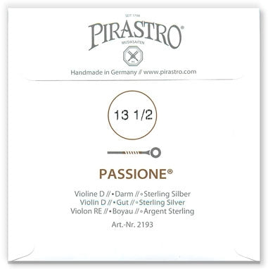 Passione Violin D String - Medium Gauge - 13.5PM (Silver-Wound Gut)