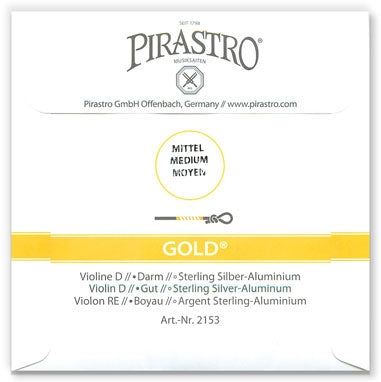 Pirastro Gold Violin D String - Knot (Silver-Wound Gut)