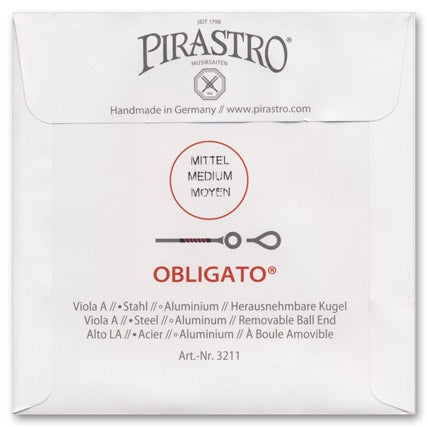 Obligato Viola A String - Medium Gauge - Removable Ball (Synthetic/Aluminum)