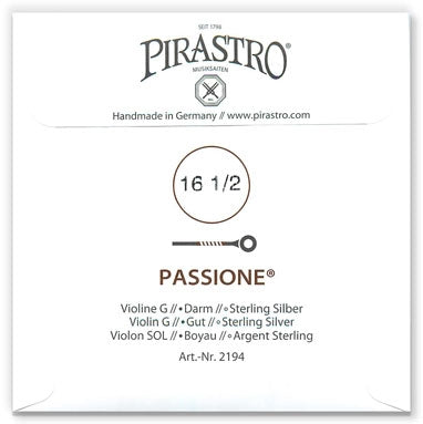 Passione Violin G String - Medium Gauge - 16.5PM (Silver-Wound Gut)