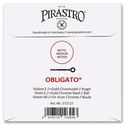 Obligato Violin E String - 4/4 - Medium Gauge - Ball (Gold-Plated Chrome Steel)