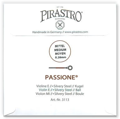 Passione Violin E String - Medium Gauge - 26PM - Ball (Silvery Steel)