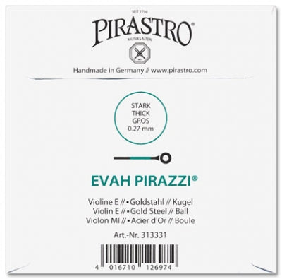 Evah Pirazzi Violin E String - 4/4 - Heavy Gauge - Ball (Gold-Plated Steel)