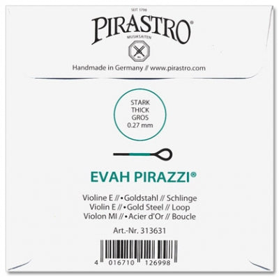 Evah Pirazzi Violin E String - 4/4 - Heavy Gauge - Loop (Gold-Plated Steel)
