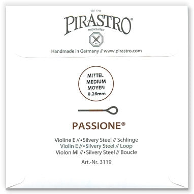 Passione Violin E String - Medium Gauge - 26PM - Loop (Silvery Steel)