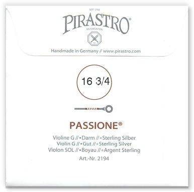 Passione Violin G String - Heavy Gauge - 16.75PM (Silver-Wound Gut)