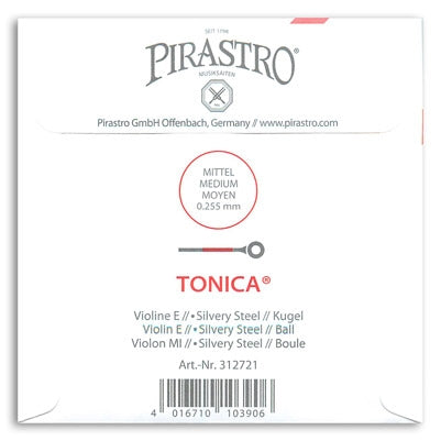 Tonica Violin E String - 4/4 - Medium Gauge - Ball (Silvery Steel)