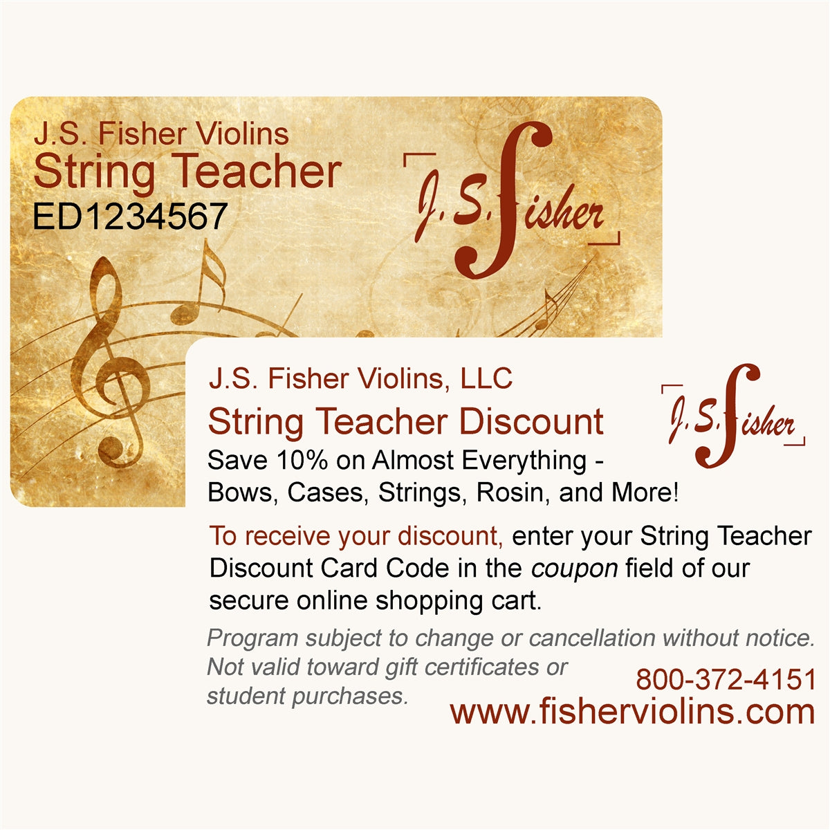 String Teacher Discount Card