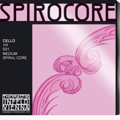 Spirocore Cello String Set with Chrome-Wound A, D, G, and C - Medium Gauge - 1/4 Size