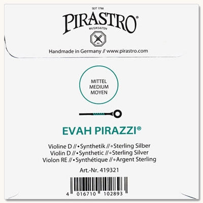 Evah Pirazzi Violin D String - 4/4 - Medium Gauge (Synthetic/Silver)