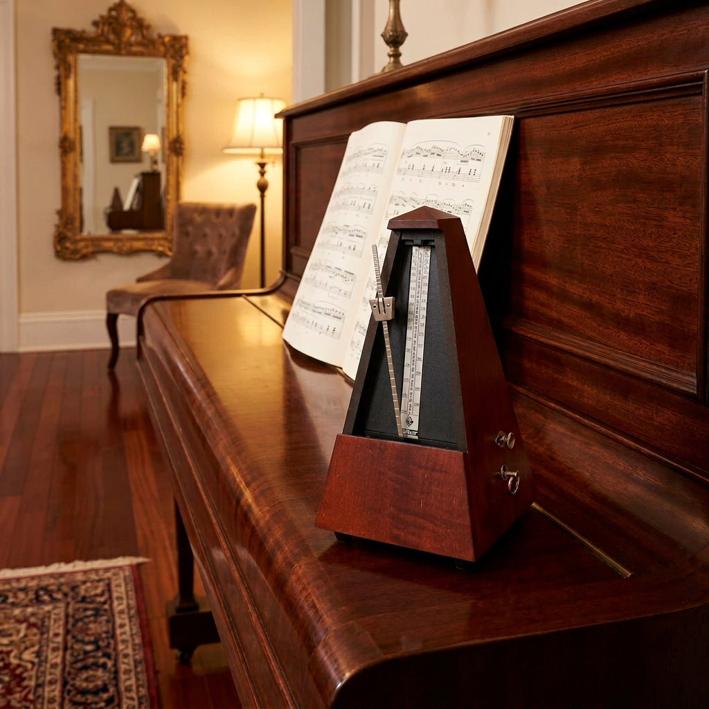 Wittner Maelzel Mahogany Metronome with Open Lid
