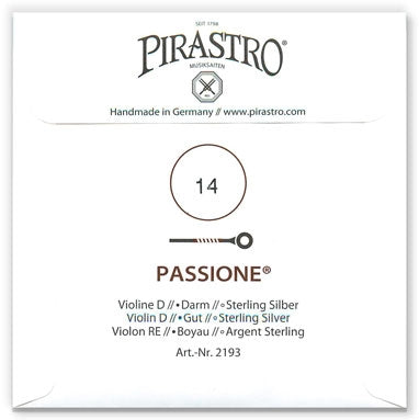 Passione Violin D String - Extra Heavy Gauge - 14PM (Silver-Wound Gut)