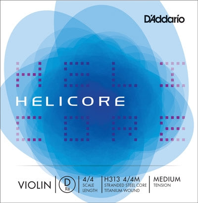 Helicore Violin D String - 4/4 - Medium Gauge (Titanium-Wound Stranded Steel)