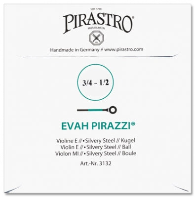 Evah Pirazzi Violin E String - 1/2-3/4 Size - Ball (Silvery Steel)