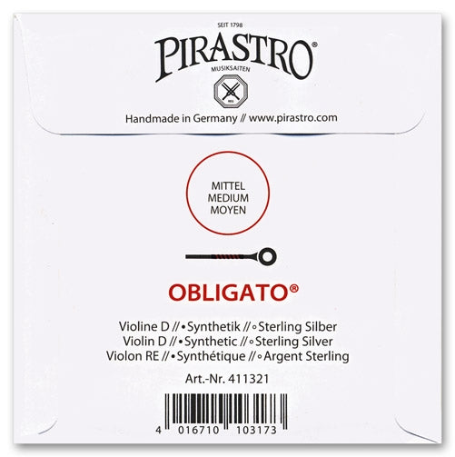 Obligato Violin D String - 4/4 - Medium Gauge (Synthetic/Silver)