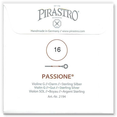 Passione Violin G String - Extra Light Gauge - 16PM (Silver-Wound Gut)