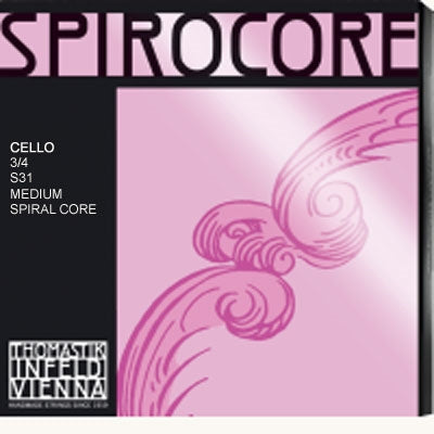 Spirocore Cello String Set with Chrome-Wound A, D, G, and C - Medium Gauge - 3/4 Size
