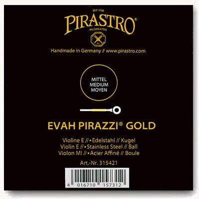 Evah Pirazzi Gold Violin E String - Ball (Stainless Steel)