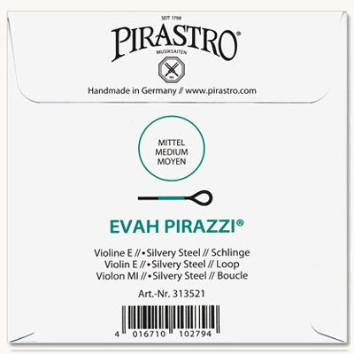 Evah Pirazzi Violin E String - 4/4 - Medium Gauge - Loop (Silvery Steel)