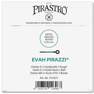 Evah Pirazzi Violin E String - 4/4 - Medium Gauge - Ball (Gold-Plated Steel)