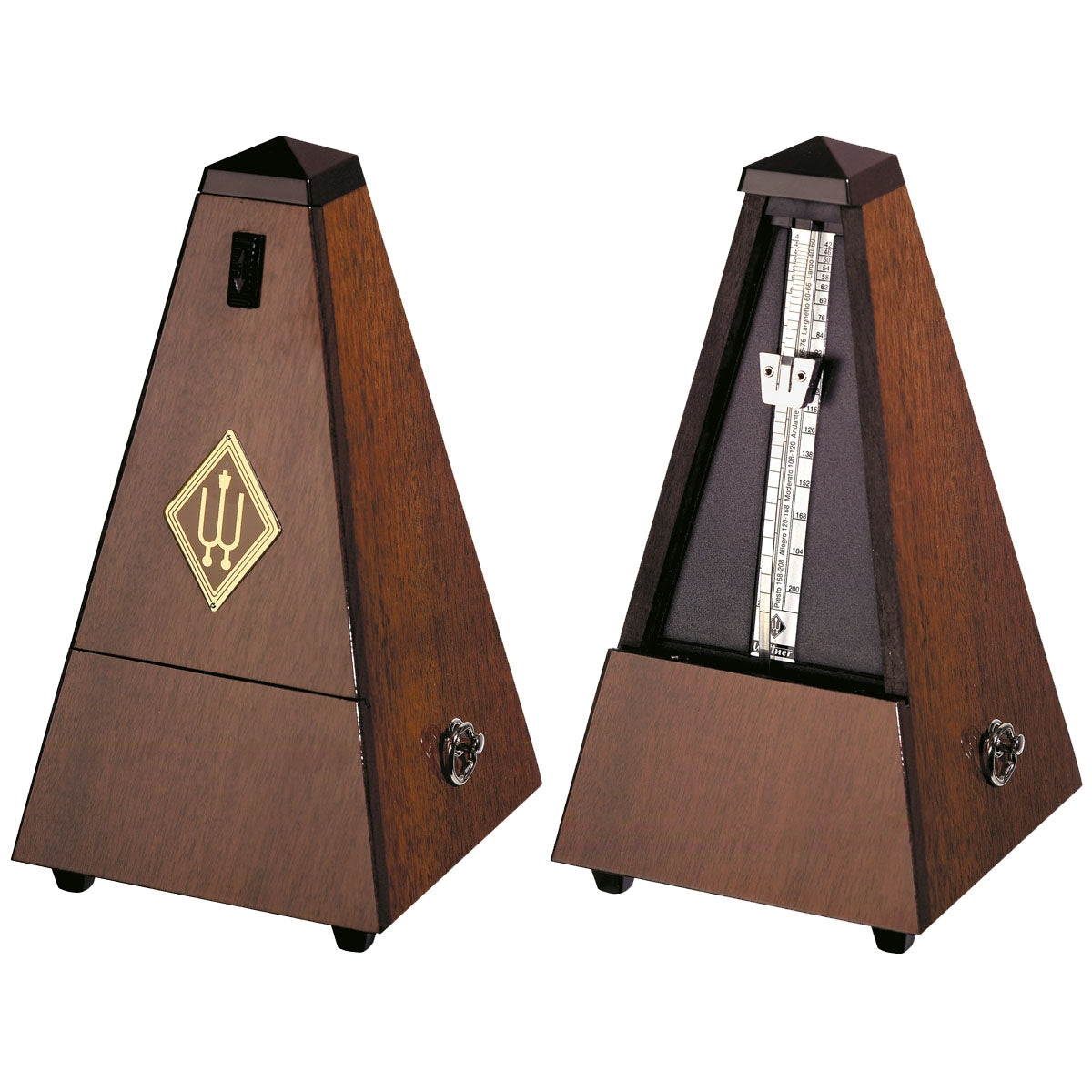 Wittner Maelzel Solid Wood Metronome - Genuine Walnut - High Gloss - No Bell - Model 804
